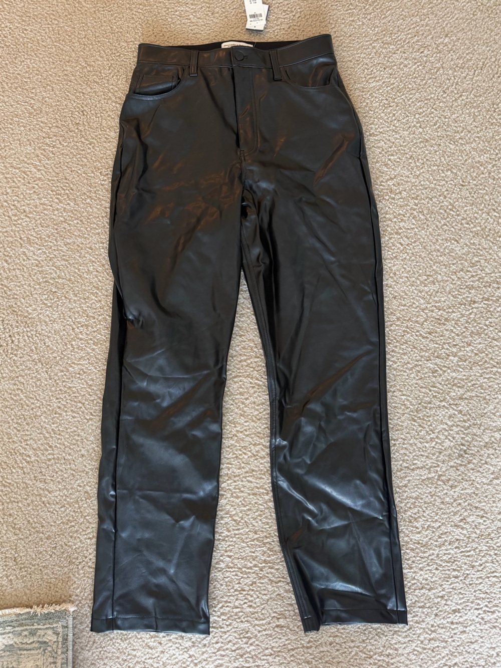 Abercrombie & Fitch Black Faux Leather Jogger Pants